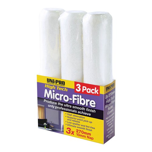 Uni-Pro Microfibre Roller Cover 10mm x 270mm 3 Pack 